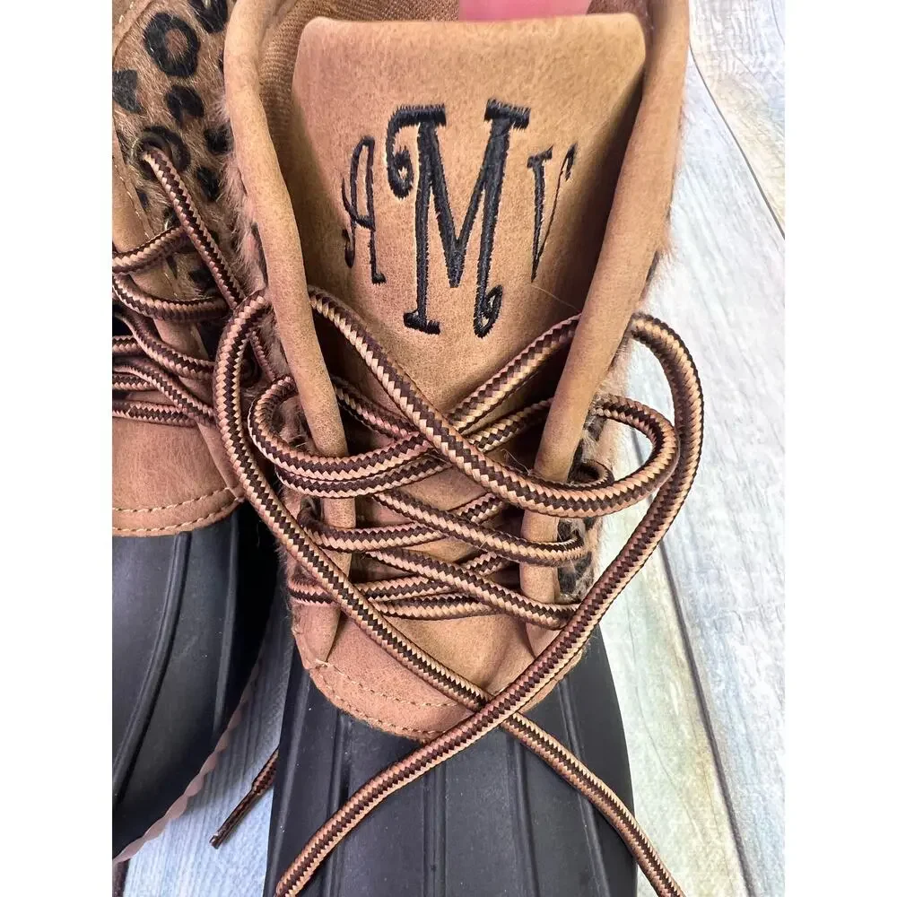 MarleyLilly Animal Print Rain Boots Size 13 Lace Up Winter Snow Boots